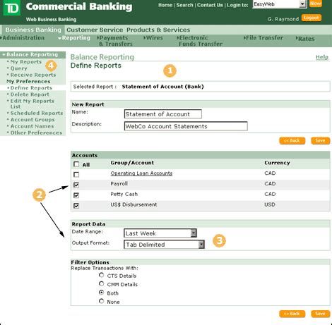 td bank reporting date.